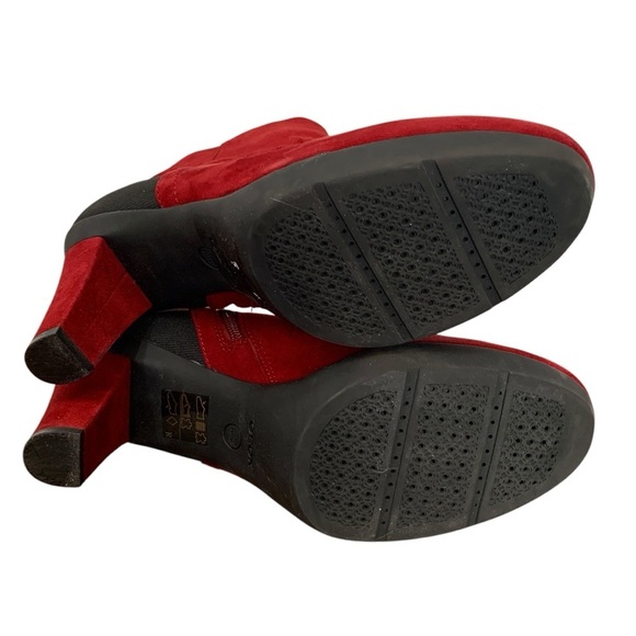 GEOX Respira Boots Womens 10 Red Black High Heels Leather Sexy Valentine’s Day - Picture 6 of 11